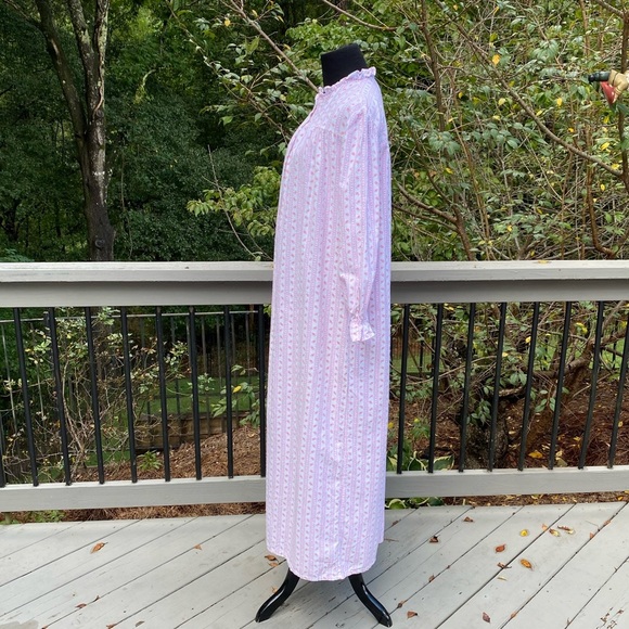 Vintage 80s 90s Flannel Cottagecore Victorian Highneck Floral Nightgown Pajamas - Picture 5 of 10